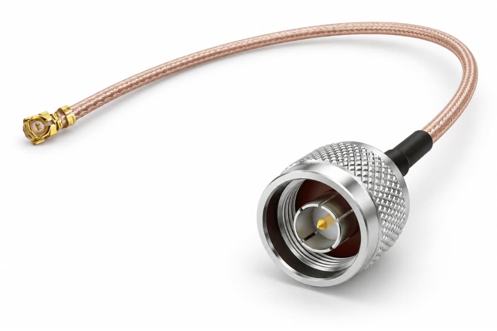 30 cm RG316 N-Male to U.FL Pigtail Kablo | 50 Ohm, Düşük Kayıplı RF Coaxiel Kablo