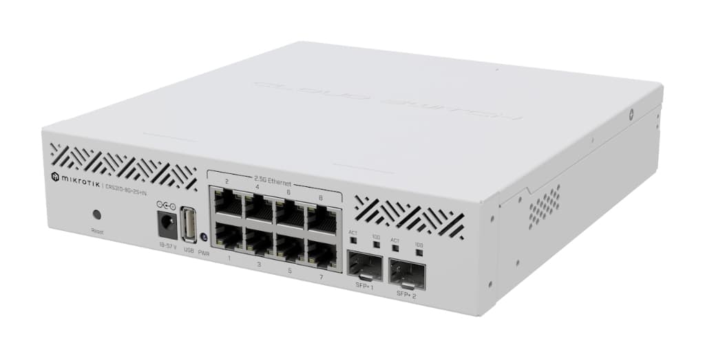 MikroTik CRS310-8G+2S+IN 8× 2.5 GbE erişim + 2× SFP+ (1G/2.5G/10G) Switch