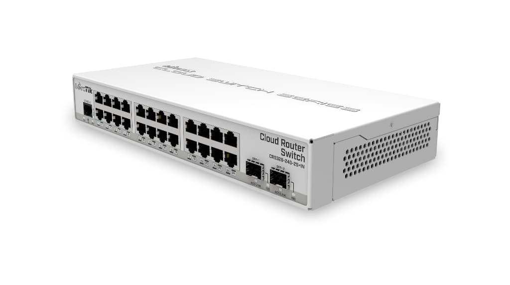 MikroTik CRS326-24G-2S+IN 24× Gigabit + 2× 10G SFP+, masaüstü yönetilebilir switch