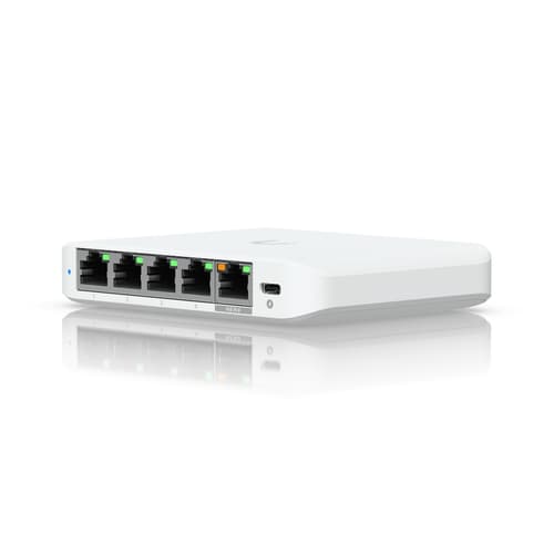 UBNT UniFi Flex Mini 2.5G (USW-Flex-2.5G-5) | 5 Port 2.5GbE, PoE ve USB-C Destekli Kompakt Switch