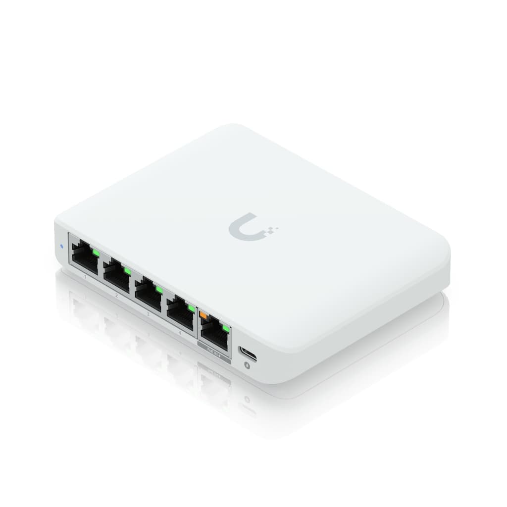 UBNT UniFi Flex Mini 2.5G (USW-Flex-2.5G-5) | 5 Port 2.5GbE, PoE ve USB-C Destekli Kompakt Switch