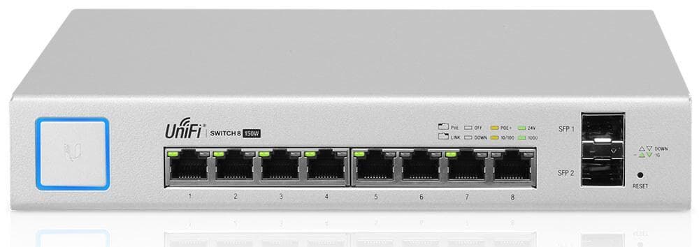 UBNT UniFi US-8-150W - UBNT UniFi Switch 8 Port 150W PoE+ Layer3 Yönetilebilir Switch - US-8-150W