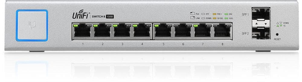 UBNT UniFi US-8-150W - UBNT UniFi Switch 8 Port 150W PoE+ Layer3 Yönetilebilir Switch - US-8-150W