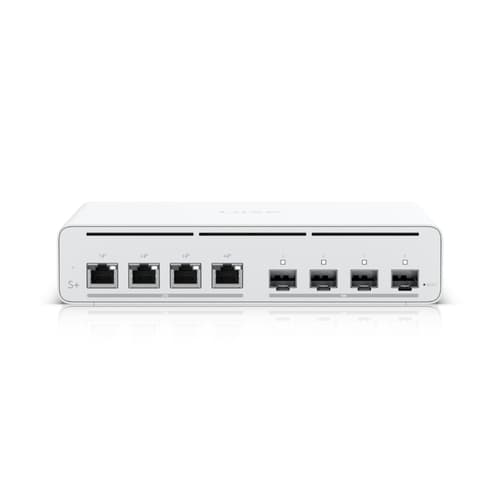UBNT UISP Switch Plus (UISP-S-Plus) – 4× 2.5 GbE PoE ve 4× 10G SFP+ Portlu, 160W PoE Bütçesine Sahip ISP Switch